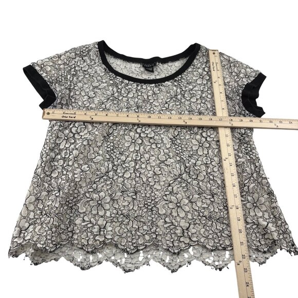 Torrid Womens Lace Floral Short Sleeve Top Black‎ & White Size 1 - Picture 5 of 5